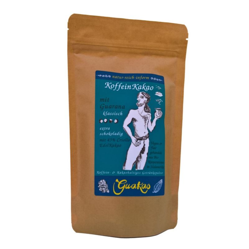 GuaKao GuaKao klassisch - der KoffeinKakao mit koffeingebendem Guarana. Der klassische KoffeinMix auf Guaranabasis, dezent gesüßt. Das schokoladige Getränkepulver mit Edelkakao. - Produktbild