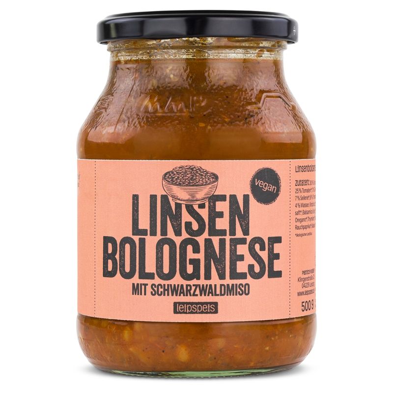 leipspeis Bio-Linsenbolognese mit Schwarzwaldmiso 500g im Mehrwegglas - Produktbild