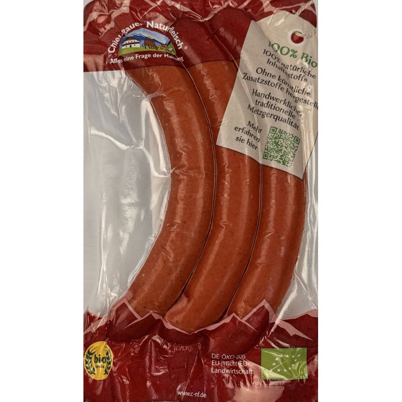 Chiemgauer Naturfleisch Bio-Wiener, 4 St. 160g, SB, kbA - Produktbild