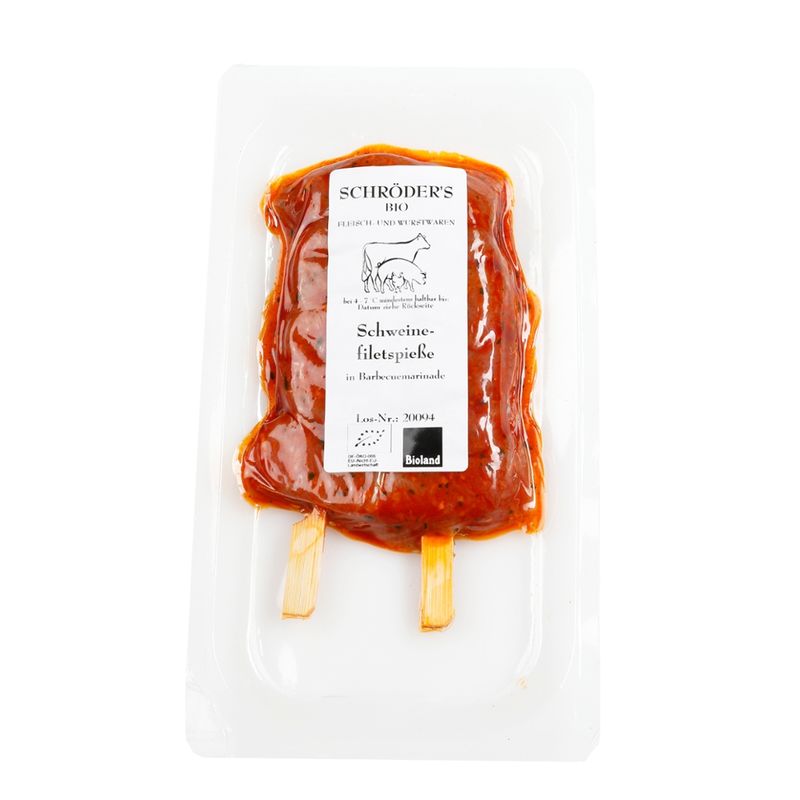 Schröder's Bio Fleisch- und Wurstwaren Schweinefiletspieße in Barbecuemarinade - Produktbild