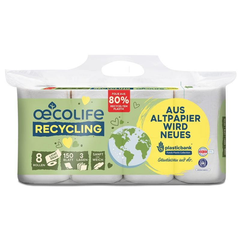 oecolife oecolife Toilettenpapier Recycling 8x150Blatt 3-lagig - Produktbild