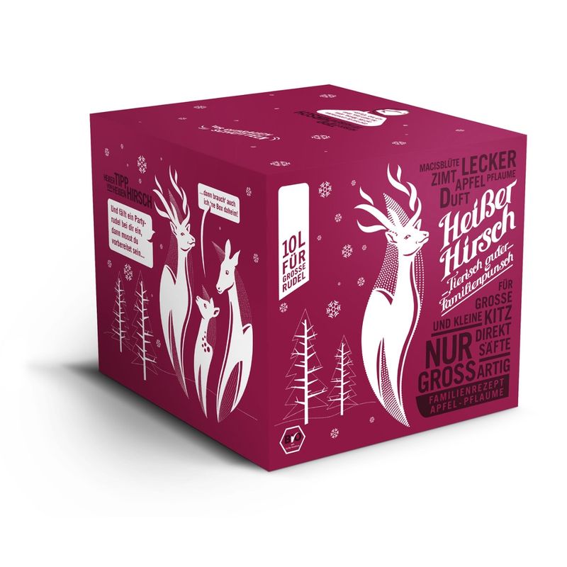 HEISSER HIRSCH HEISSER HIRSCH - Tierisch guter Familienpunsch // Familienrezept "Apfel-Pflaume" (10 L Bag-in-Box) - Produktbild