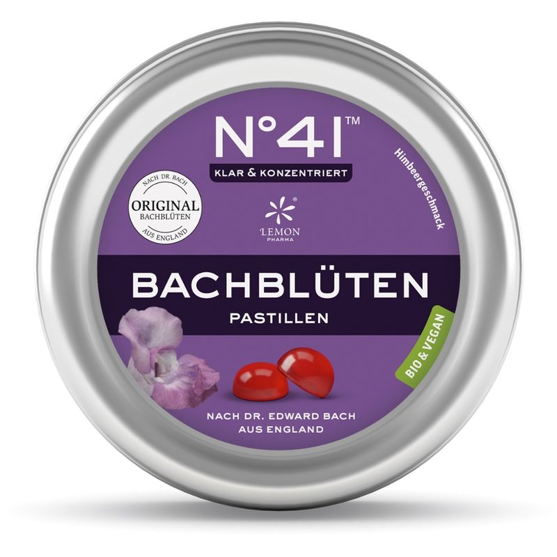 Lemon Pharma Lemon Pharma Original Bachblüten Pastillen N° 41 Klar und Konzentriert Himbeere  Bio und Vegan - Produktbild