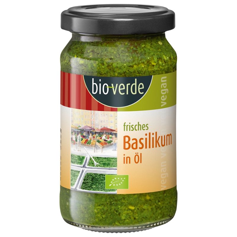 bio-verde Frischer Basilikum in Öl, vegan 165 g - Produktbild