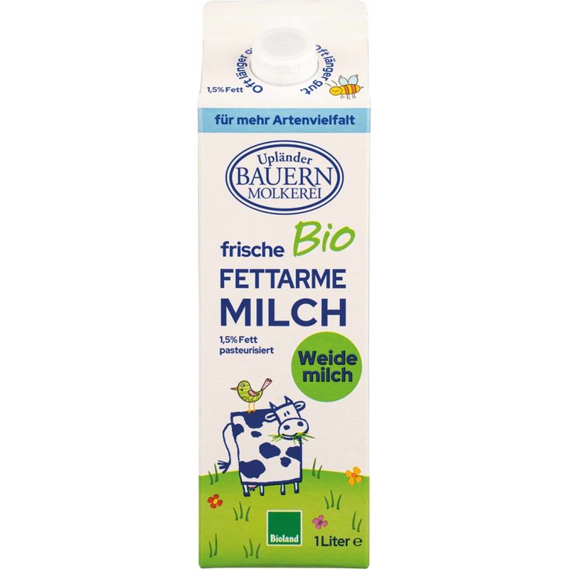 Upländer Bauernmolkerei frische fettarme Milch 1,5% - Produktbild