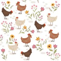 Servietten Zellstoff Hen 33x33cm, 1/4 Falz, 3-lagig - Produktbild