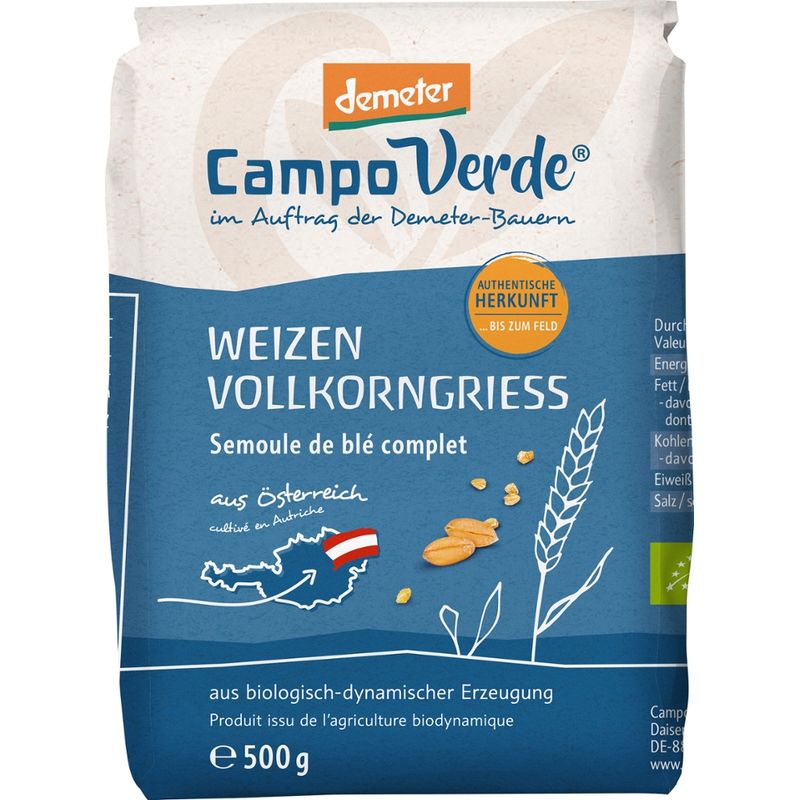 Campo Verde CV demeter Weizenvollkorngrieß 500g - Produktbild