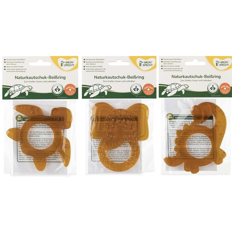 GRÜNSPECHT Naturprodukte Naturkautschuk-Beißring sortiert - Produktbild