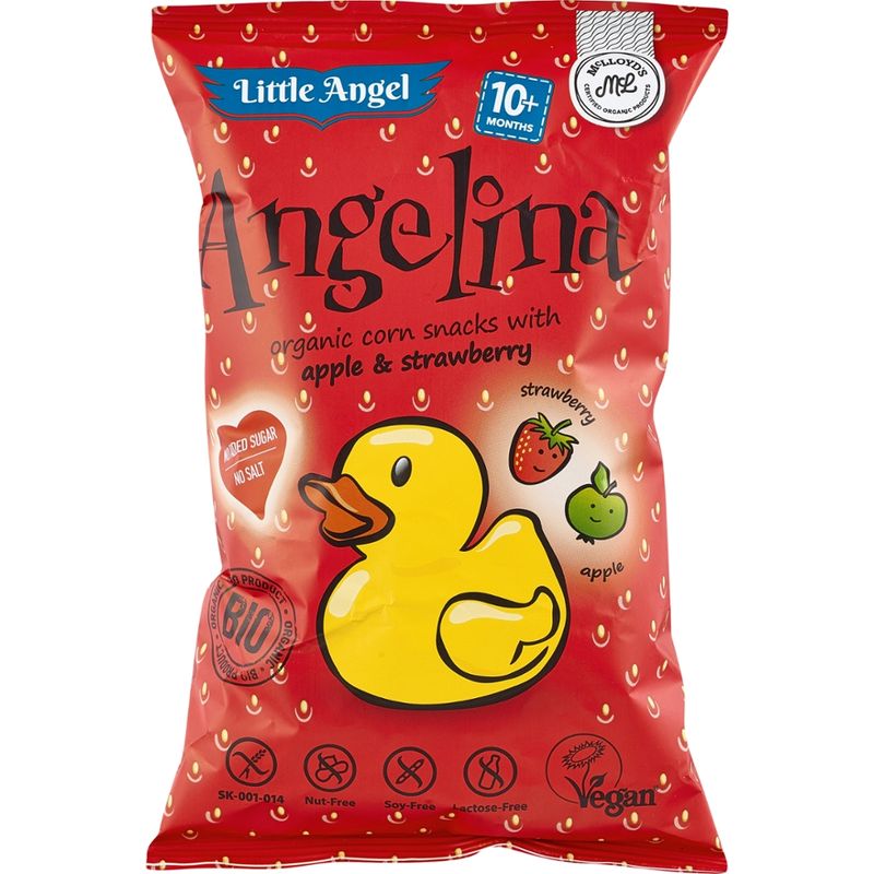 Little Angel  Little Angel Bio Angelina Mais Kindersnack Apfel-Erdbeere ab 10 Mon. glutenfrei - Produktbild