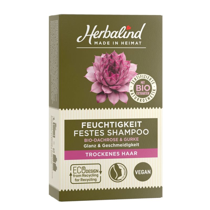 Herbalind Shampoo fest Feuchtigkeit Bio-Dachrose & Gurke sorgt für Glanz & Geschmeidigkeit - für trockenes Haar - Produktbild