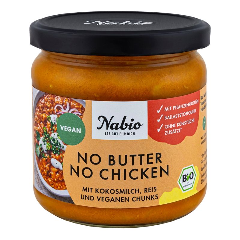 Nabio Nabio Fertiggericht No Butter No Chicken mit Reis und vegan Chicken Chunks - Produktbild