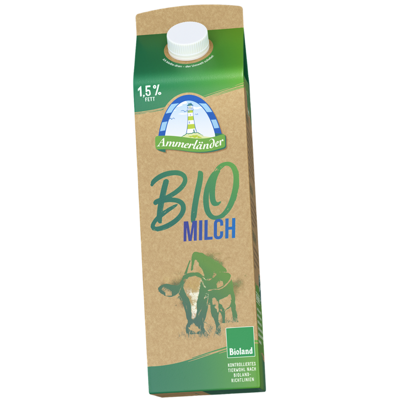 Ammerländer Ammerländer fettarme Biomilch, 1,5 % Fett, 1 L - Produktbild