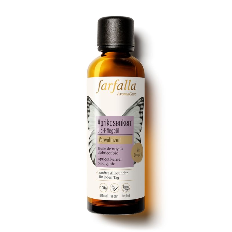 farfalla Aprikosenkern, Bio-Pflegeöl, 75ml, Verwöhnzeit - Produktbild