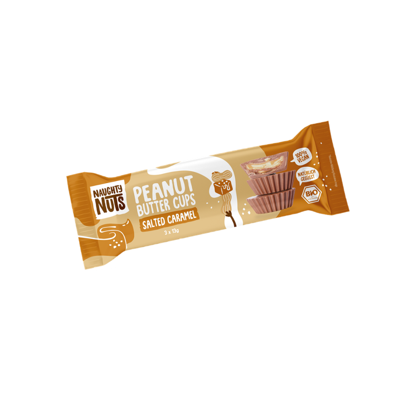 Naughty Nuts Biovegane Peanut Butter Cups Salted Caramel, 39g (3x13g) - Produktbild