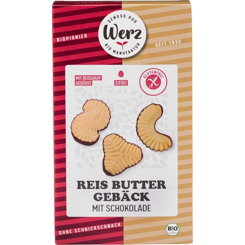 Naturkornmühle Werz Reis Butter Gebäck mit Schokolade, Vollkorn, glutenfrei - Produktbild