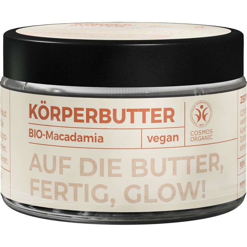 benecos benecosBIO Körperbutter BIO-Macadamia - AUF DIE BUTTER, FERTIG, GLOW! - Produktbild