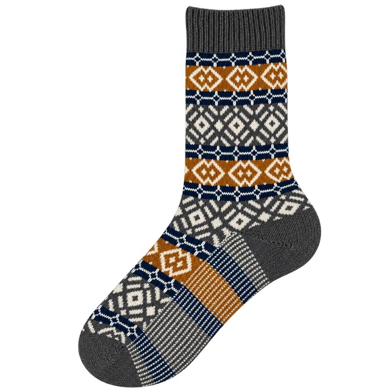 LIVING CRAFTS 1401 Hyggesocke anthracite/brown/striped 40-42 - Produktbild