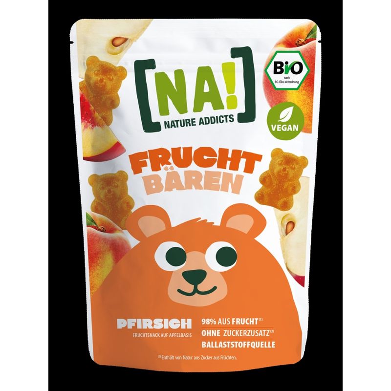 N.A.! Nature Addicts  N.A! Fruchtbären Pfirsich 35g - Fruchtsnack auf Apfelbasis - Produktbild