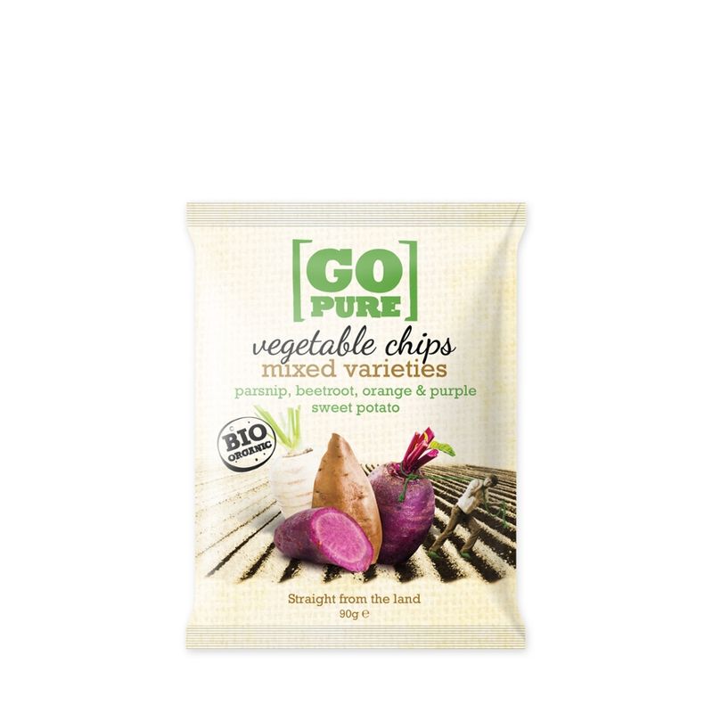GoPure Vegetable chips mixed varieties parsnip, purple sweet potato, beetroot & sweet potato vegan/glutenfrei - Produktbild