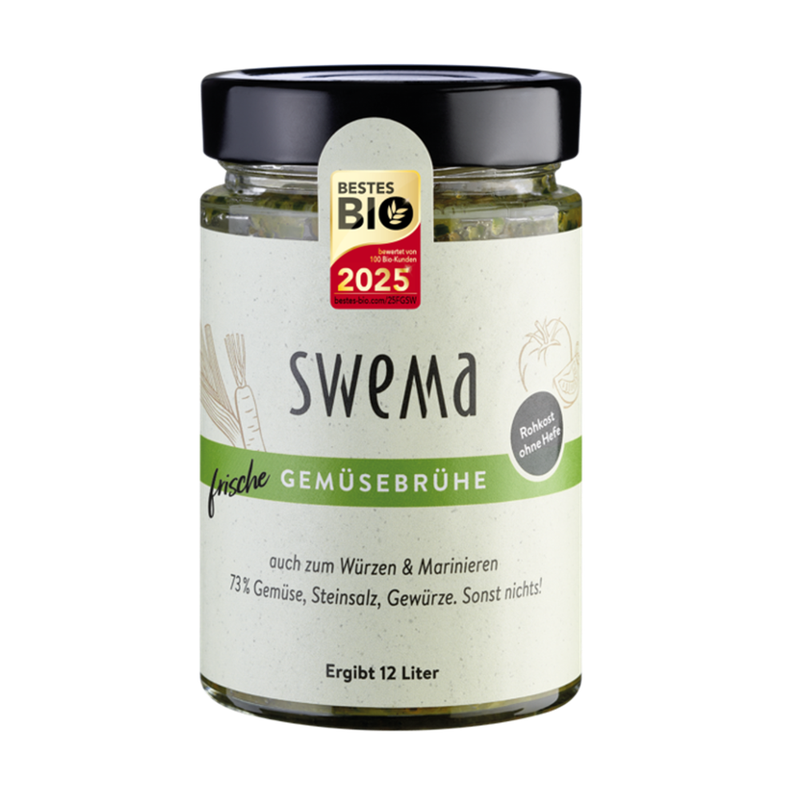 SweMa Frische Gemüsebrühe klassisch, 320g für 12 Liter, 73% Gemüse, Steinsalz, Gewürze. Sonst nichts! - Produktbild