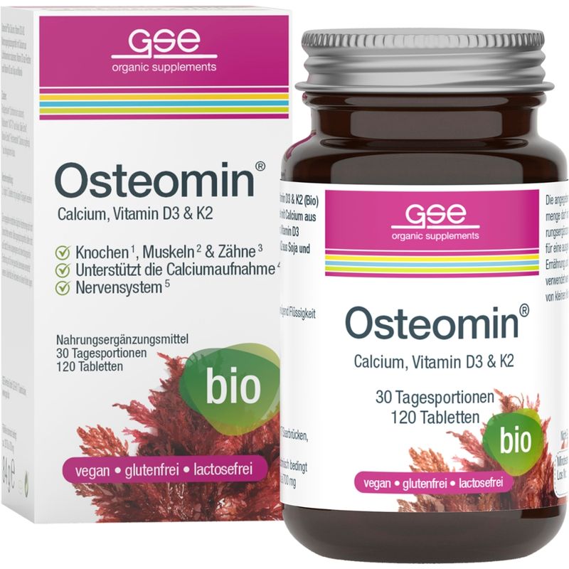 GSE  Osteomin® (Bio), Calcium, Vitamin D3 & K2, 120 Tbl. à 700 mg - Produktbild