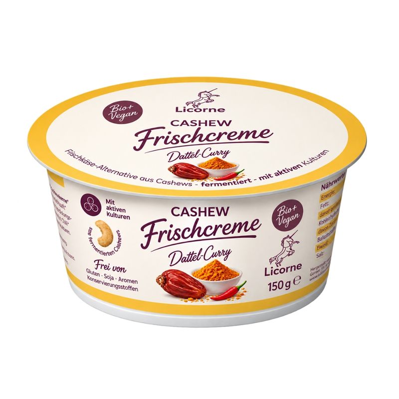 Licorne Bio Vegane Cashewfrischcreme Dattel-Curry - Produktbild