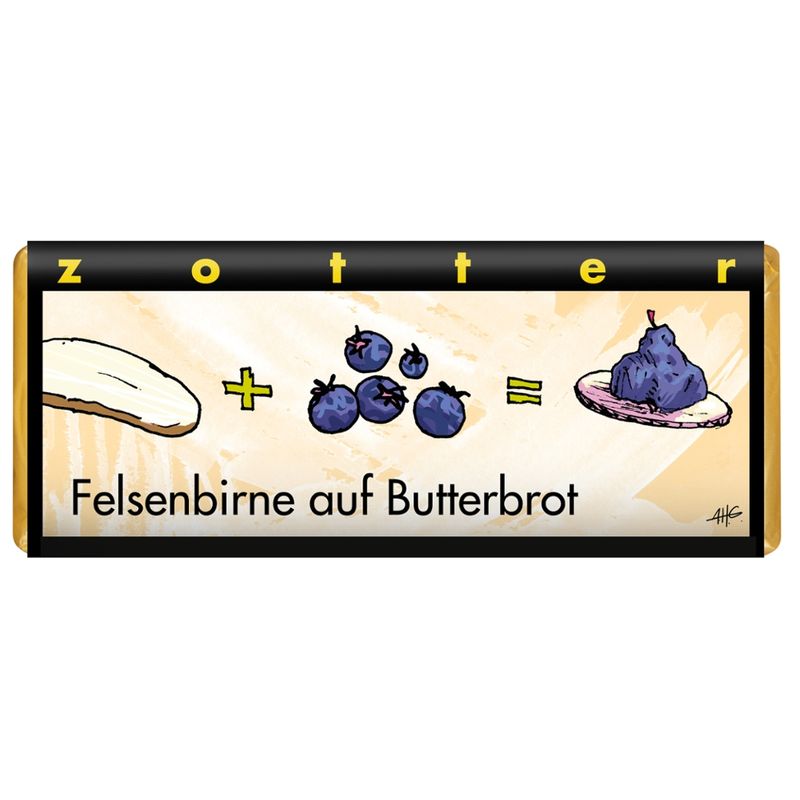 Zotter Schokolade Felsenbirne auf Butterbrot - Produktbild