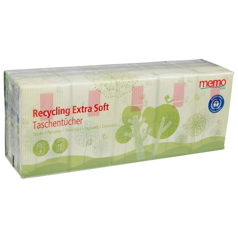 memo memo 15x10 Taschentücher Recycling extra soft, 4-lagig - Produktbild