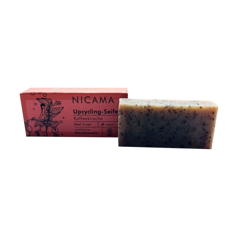 NICAMA NICAMA zertifizierte Bio-Upcyclingseife mit Peelingeffekt - Kaffeekirsche 25g - Produktbild