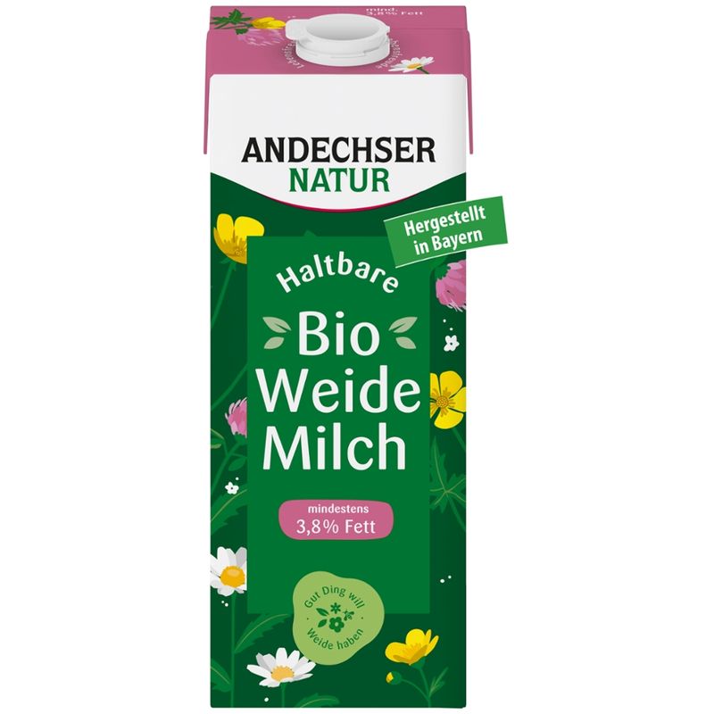 Andechser Natur Haltbare Bio-Weidemilch mind. 3,8% 1l - Produktbild