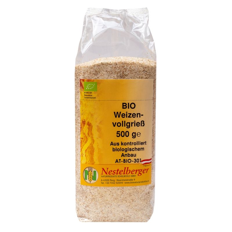 Nestelberger Bio Weizenvollkorngrieß 500g - Produktbild