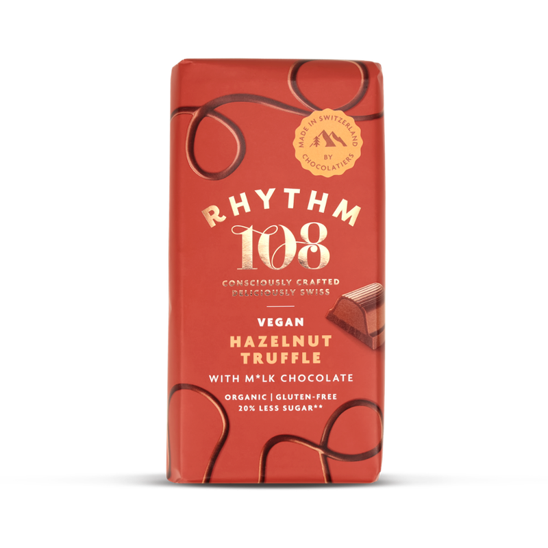Rhythm 108 Biologische Schokolade mit Haselnusscremefüllung (Minimum 35% Kakao). - Produktbild
