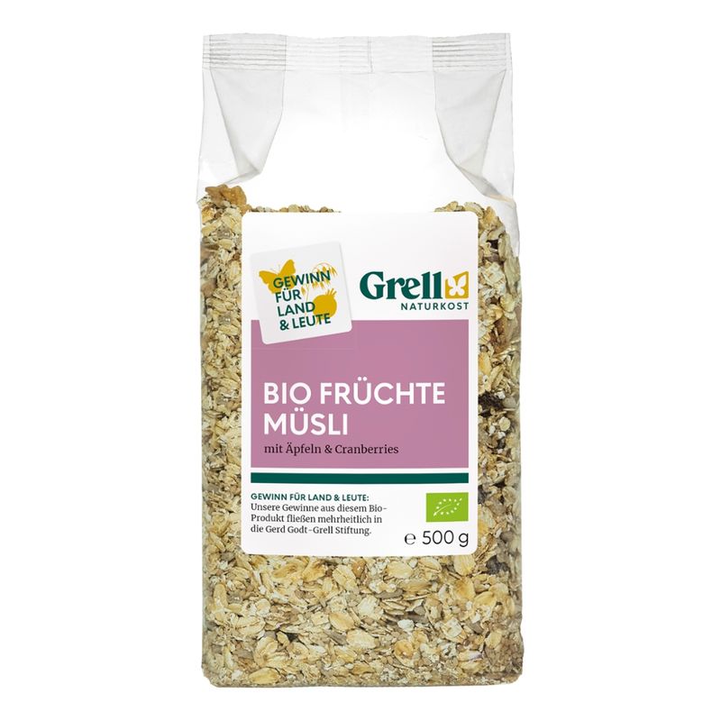 Grell Naturkost Früchte Müsli mit Äpfeln & Cranberries - Produktbild