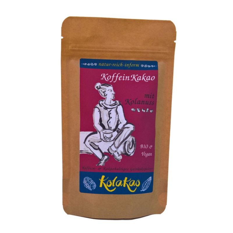 KolaKao KolaKao klassisch - der KoffeinKakao mit koffeingebender Kolanuss. Der klassische KoffeinMix auf Kolanussbasis, dezent gesüßt und mit einer Prise Meersalz vollendet. Das Getränkepulver mit schwach entöltem Edelkakao - Produktbild