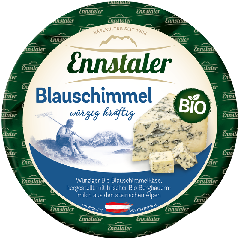 Ennstaler Österreichischer Bio Blauschimmelkäse 55% F.i.T. Halblaib, aus pasteurisierter Milch - Produktbild