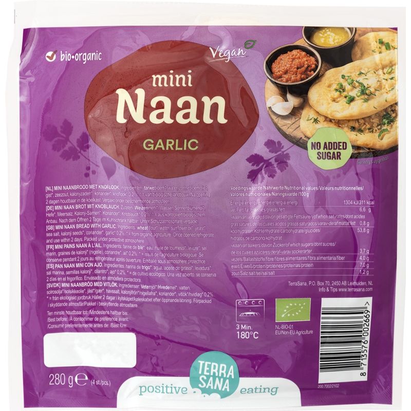 TerraSana Indisches Mini Naan Knoblauch - Produktbild