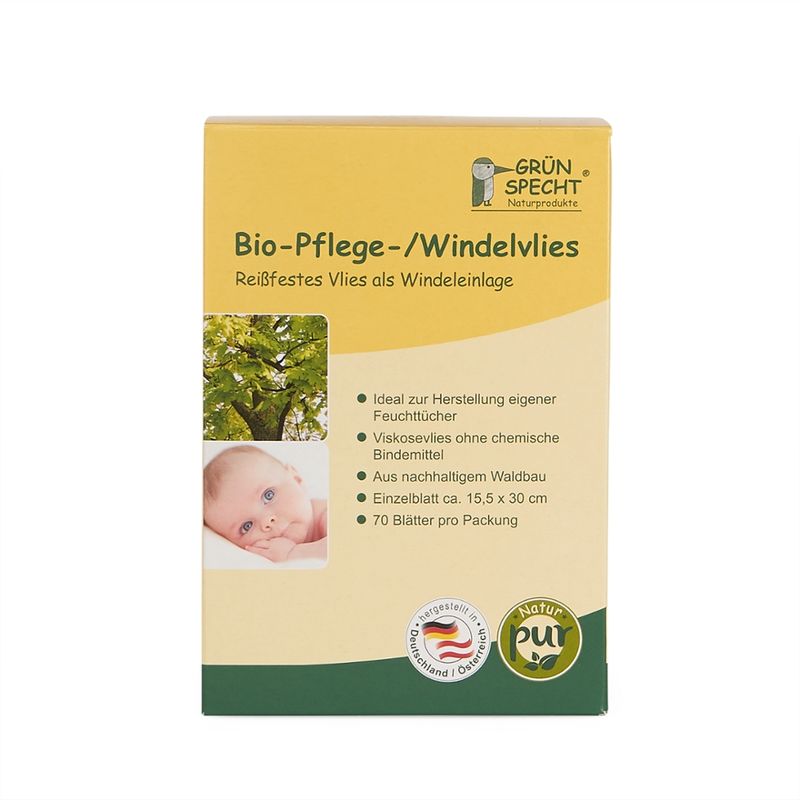 GRÜNSPECHT Naturprodukte Bio-Pflege-/Windelvlies 70 Blatt (15,5x30) - Produktbild