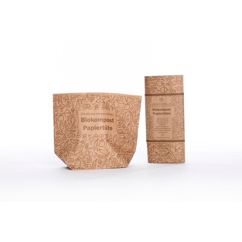 Compostella Kompostierbare Papiertüten für trockene und feuchte Bioabfälle - Produktbild