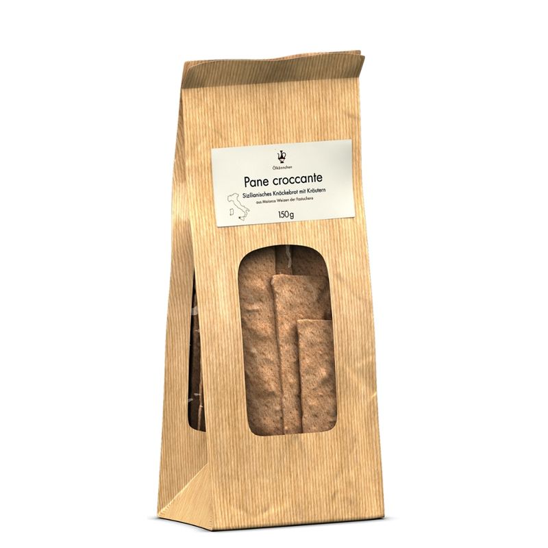 Ölkännchen ÖK Pane croccante da Fastuchera, Knäckebrotsnack mit Kräutern (Stücke) von Sizilien IT 150g – aus Maiorca Weizen, mit Thymian und Oregano - Produktbild