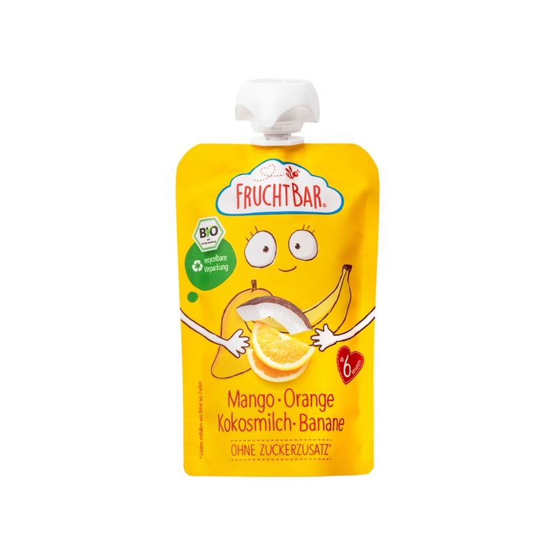 FruchtBar  FruchtBar - Bio-Fruchtpüree Mango, Orange, Kokosnuss, Banane - Produktbild