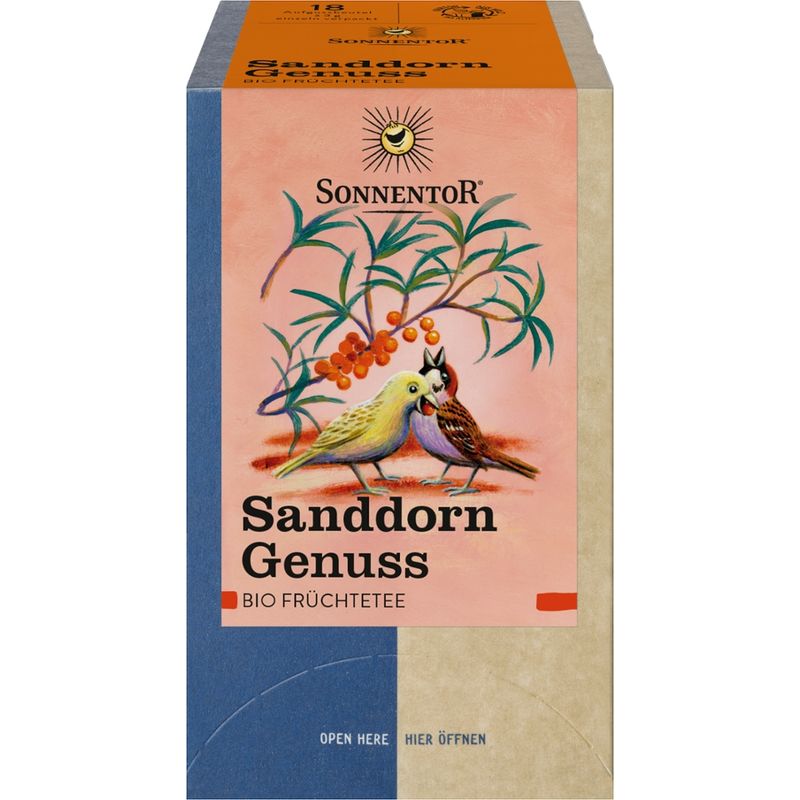Sonnentor Sanddorn Genuss Früchtetee, Doppelkammerbeutel - Produktbild