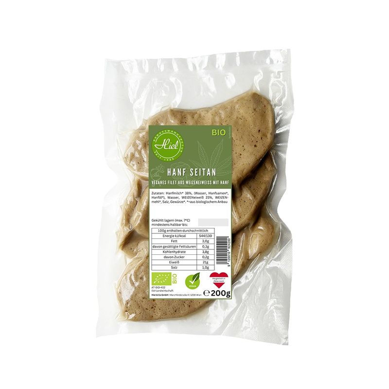 Hiel - Vegetarische Feinkost Hanf Seitan - Veganes Filet aus Weizeneiweiß mit Hanf - Produktbild