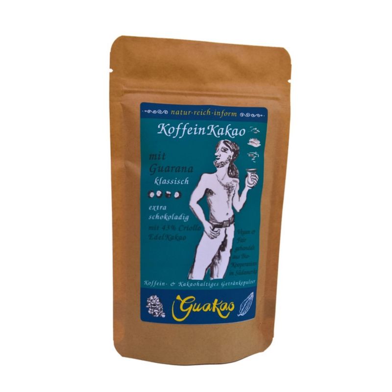 GuaKao GuaKao klassisch - der KoffeinKakao mit koffeingebendem Guarana. Der klassische KoffeinMix auf Guaranabasis, dezent gesüßt. Das schokoladige Getränkepulver mit Edelkakao. - Produktbild