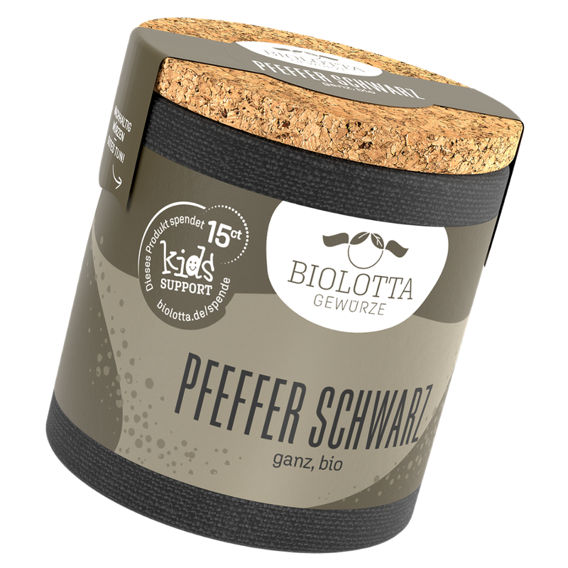 Biolotta Biolotta Korkdose Pfeffer schwarz ganz, bio - Produktbild