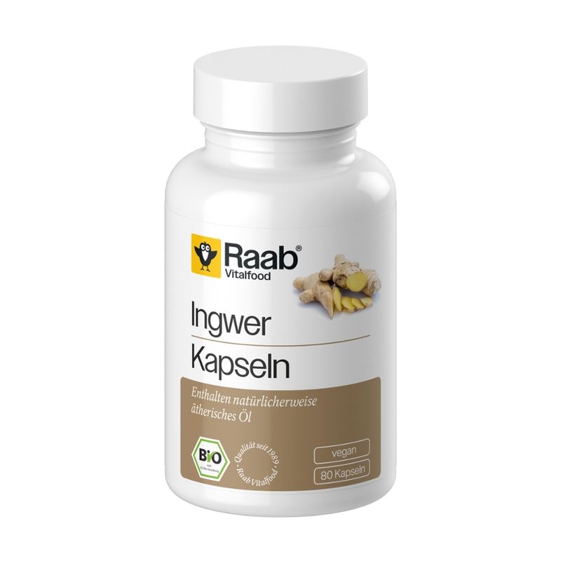 Raab Vitalfood BIO Ingwer Kapseln, 80 Stk. à 400 mg (32 g) - Produktbild
