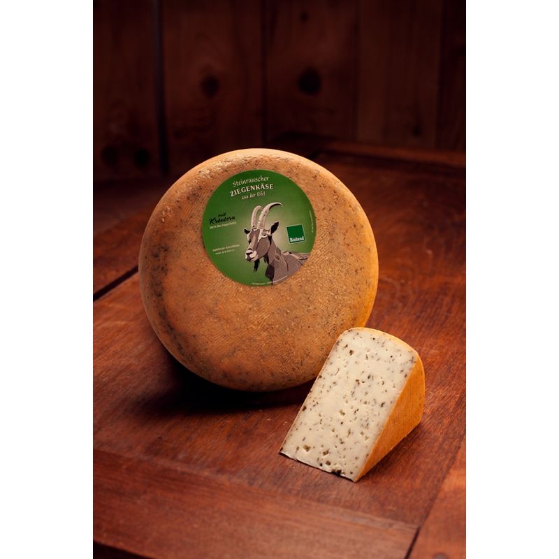 Hof Steinrausch Ziegenschnittkäse mit Basilikum Knoblauch - Produktbild