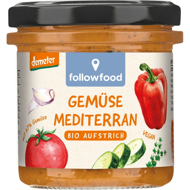 followfood Bio Aufstrich Gemüse mediterran vegan demeter - Produktbild