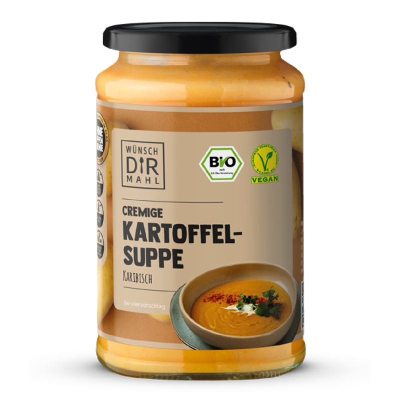 Wünsch Dir Mahl Pfandglas - cremige Kartoffelsuppe karibisch 380ml Bio & vegan - Produktbild