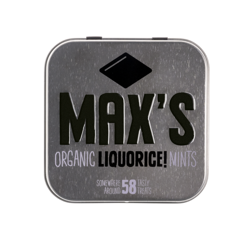 Max's Organic Mints Max's Organic Liquorice Mints 35 gram tins - Produktbild