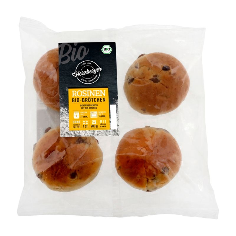 herzberger Rosinenbrötchen, 4er Beutel, teilgebacken - Produktbild